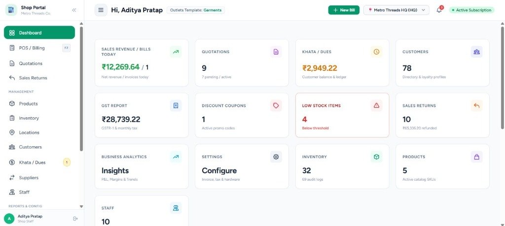 TechForest Digital Business & Retail Billing ERP Dashboard Preview